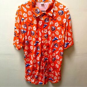 New York Islanders Button Up Hawaiian Shirt Men’s Extra Large Hockey orange